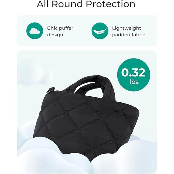 Black Quilted Mini Tote Bag Adjustable Crossbody Strap – Lightweight & Stylish - Picture 5 of 6